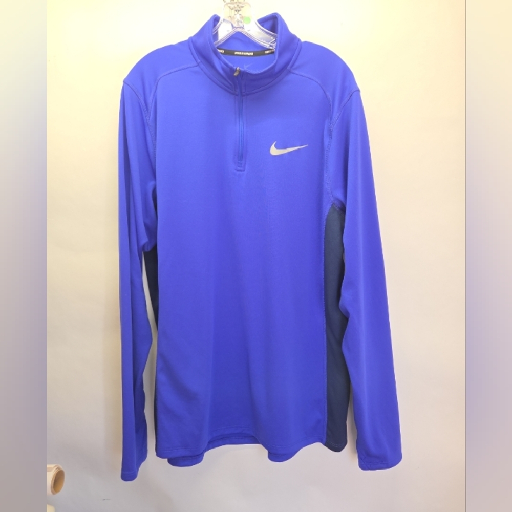Nike Sweater Mens XL Blue Running Dri-Fit Element 1/4 Zip Pullover Active